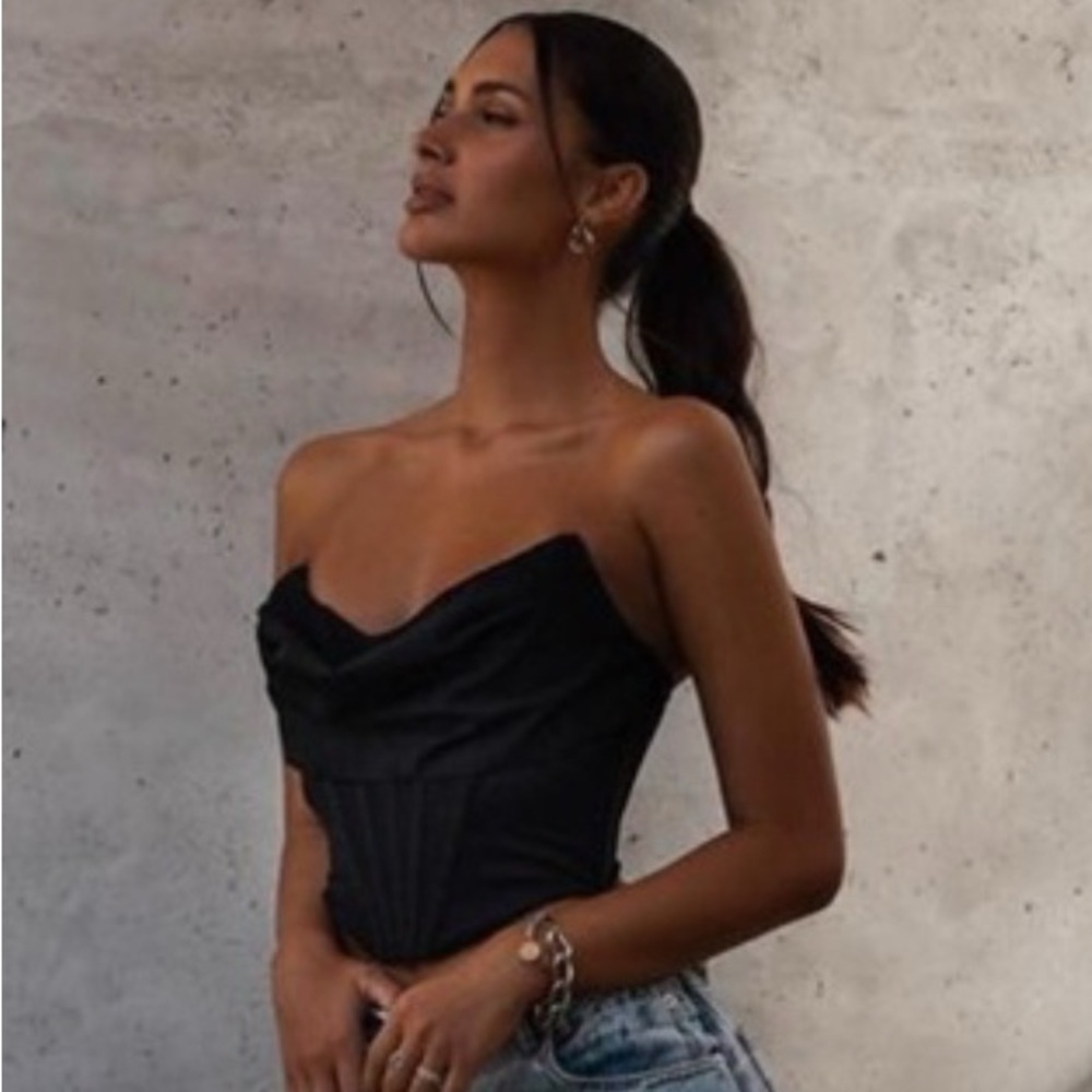 NWT- NBD Hailee Bustier Top in Black Small